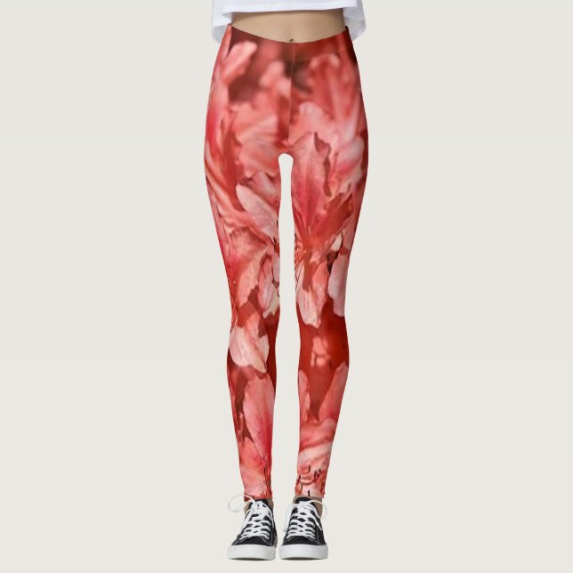 leggings Ros blommig röd modern svart chic hipster (Framsida)