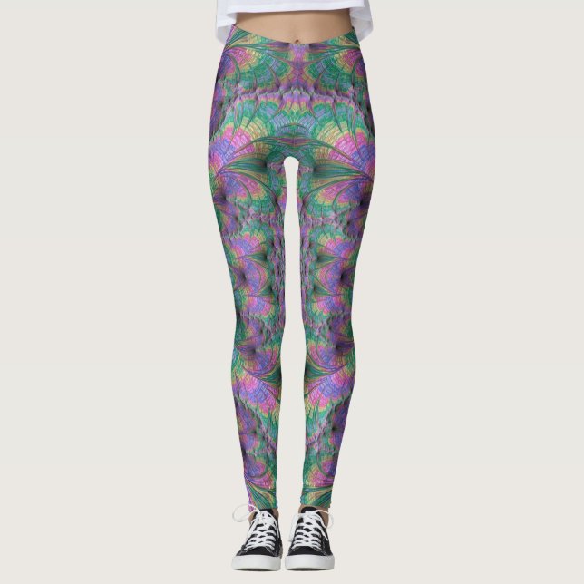 Leggings ~ rosa grönt lila ~ Original (Framsida)