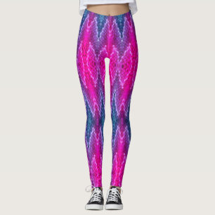 Leggings - Rosa och Blue Kaleidoscope Mönster