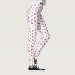 Leggings-Rosa Ribbon Butterflies Leggings för kvin