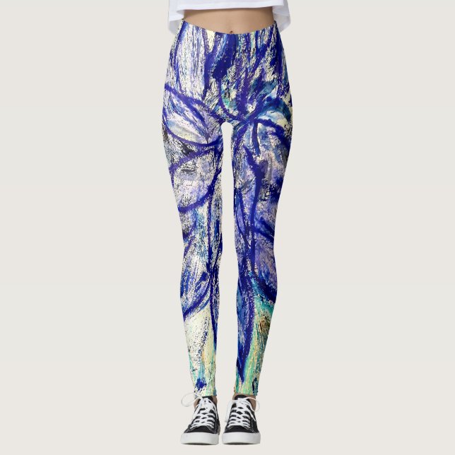 Leggings Sällsynt Blue Dalhia (Framsida)