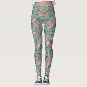 Leggings ~ Snäckor Turcoise Rosa ~