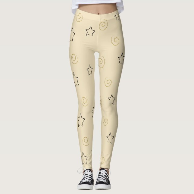 Leggings Stars Bläck Design (Framsida)