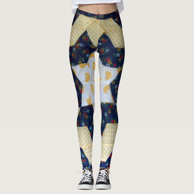 Leggings - Stjärnblomma Quilt Mönster (Framsida)