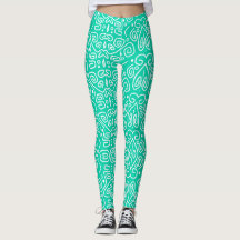 Leggings verde con líneas blancas redondeadas