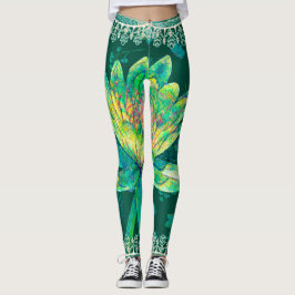 Leggings, Vild Hunter Grönt Vatten Lily Leggings