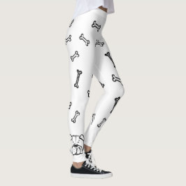 Leggings with english bulldog and bones pattern