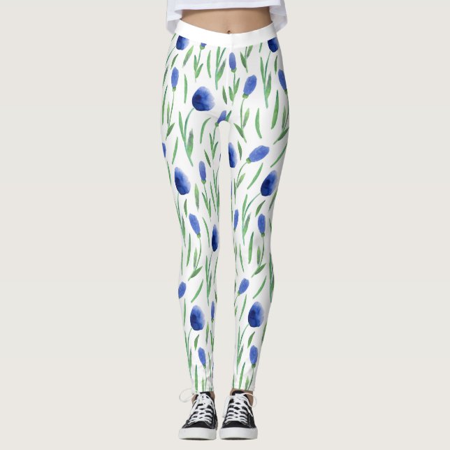 Leggings Women - Blue Flowers (Framsida)