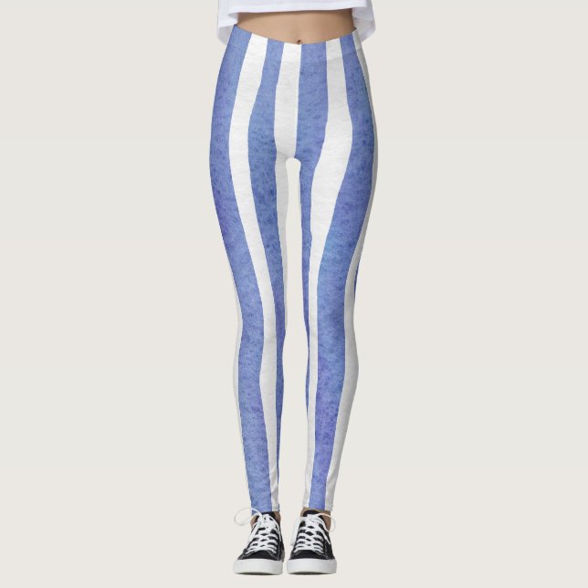 Leggings Women - Blue Stripe Pattern (Framsida)