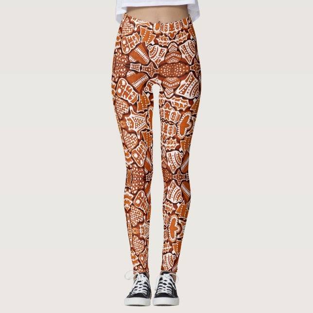 Leggings Yoga Byxor Gingerbröd Cookie (Framsida)