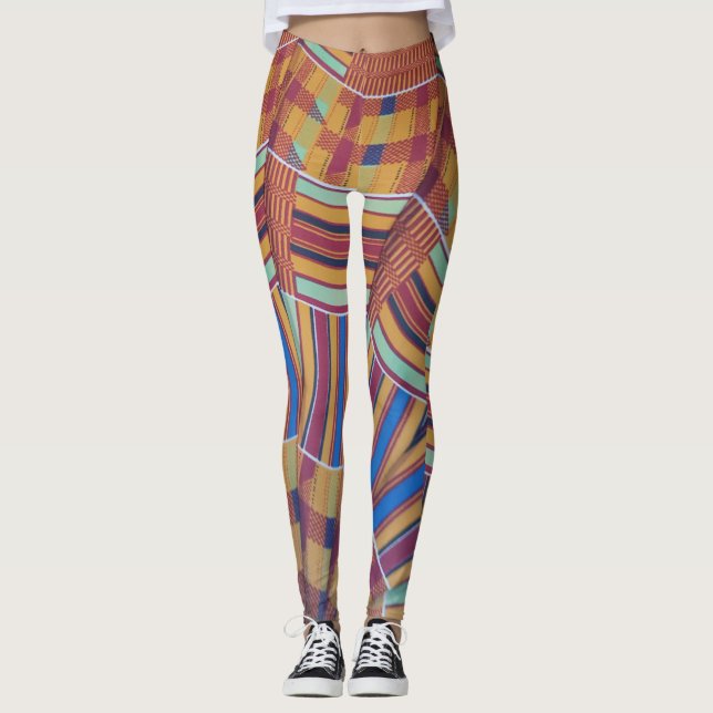 Leggings Yoga Stretch Byxor African Mönster (Framsida)