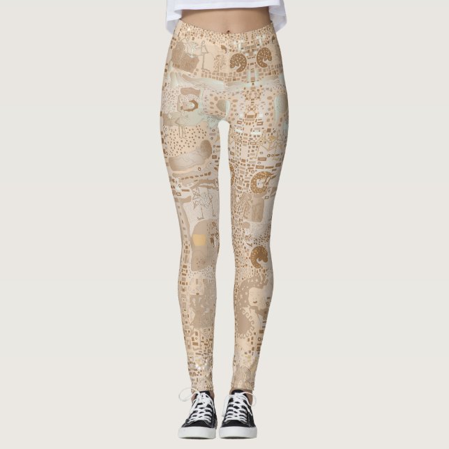 Leggins Beige Funky Artistic Alternative Mönster Leggings (Framsida)