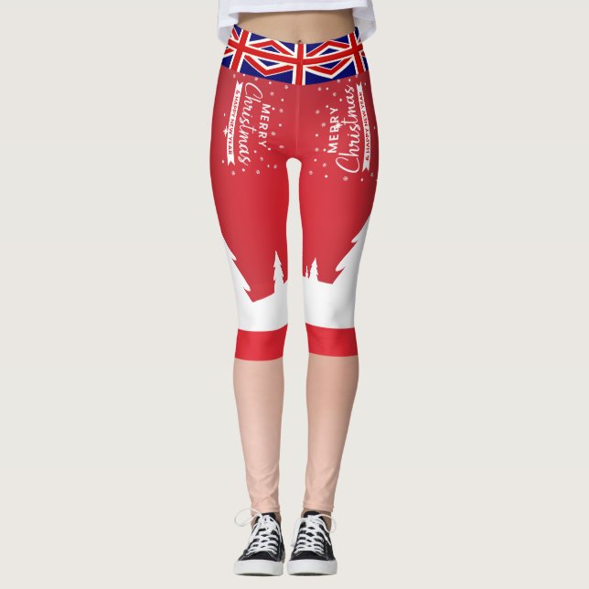 Leggins lustiga flagga UK | Julbalar. Leggings (Framsida)