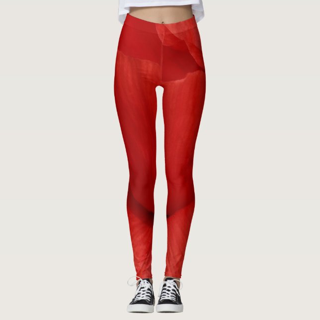 Leggins röd vallmo leggings (Framsida)