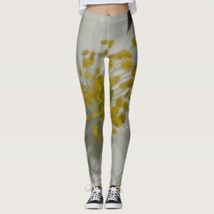 Leggins vit och gult blomma leggings