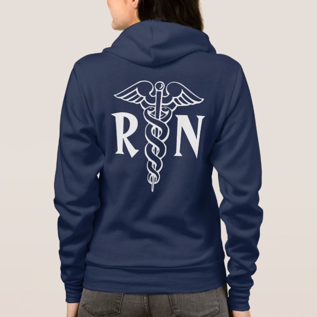 Legitimerad sjuksköterskahoodie med caduceussymbol tee shirt (Baksida)