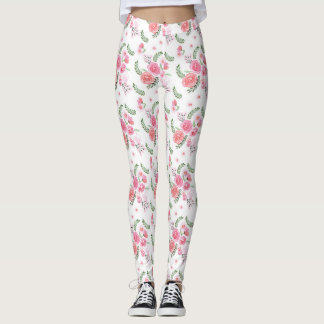 Legning av vattenfärgad Rosa Blommigt  Leggings