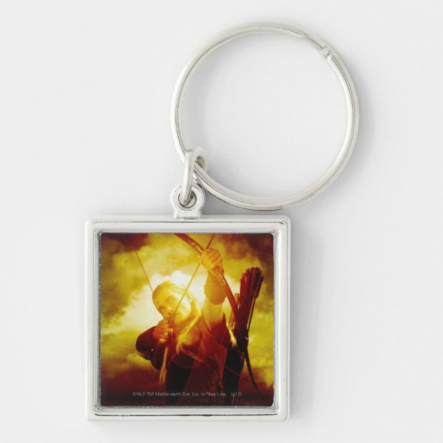 LEGOLAS GREENLEAF™ Shooting Pilar Fyrkantig Silverfärgad Nyckelring (Framsidan)