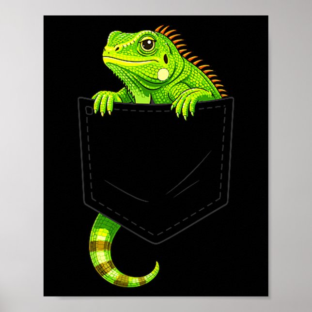 Leguan kostym reptil ödla halloween män barn poster (Framsidan)