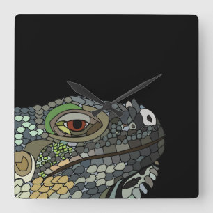 Leguan Ödla Djur Iguana Fyrkantig Klocka