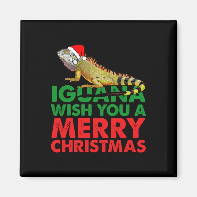 Leguan önskar dig en god jul Rolig leguan  Magnet (Framsidan)