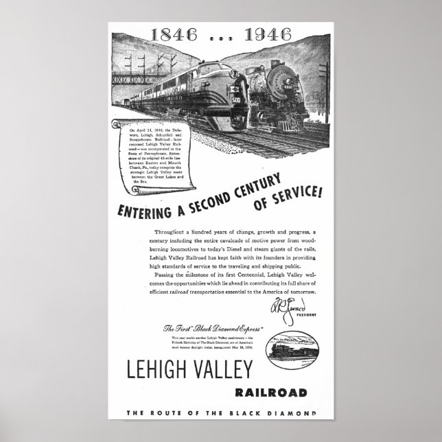 Lehigh Valley Railroad-A Second Century Service Poster (Framsidan)