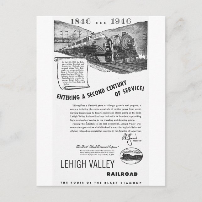 Lehigh Valley Railroad-A Second Century Service Vykort (Framsida)