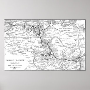 Lehigh Valley Railroad Karta 1903 Poster