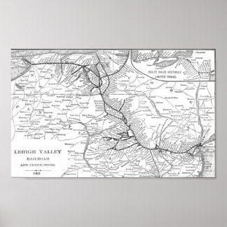 Lehigh Valley Railroad Karta 1903 Poster