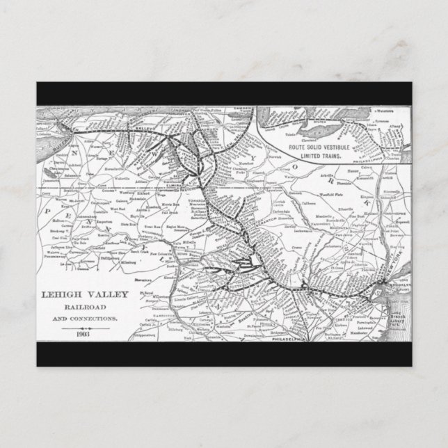Lehigh Valley Railroad Karta 1903 Vykort (Framsida)