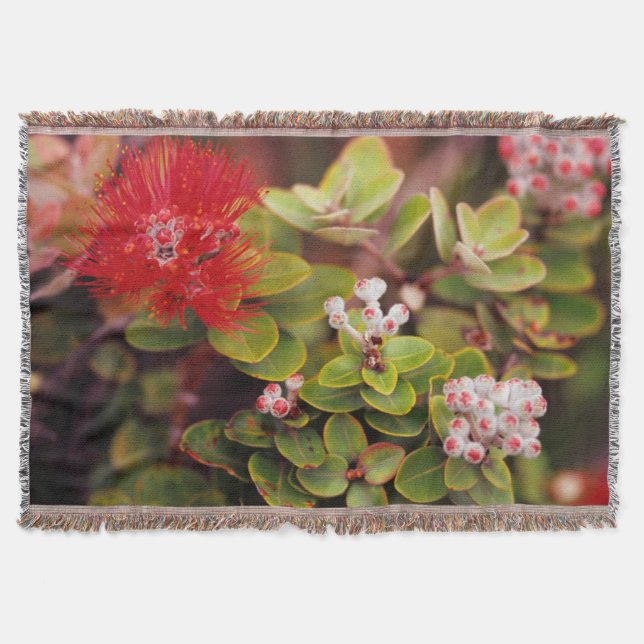 Lehua-blommor i Hawaii-vulkaner Filt (Framsidan)