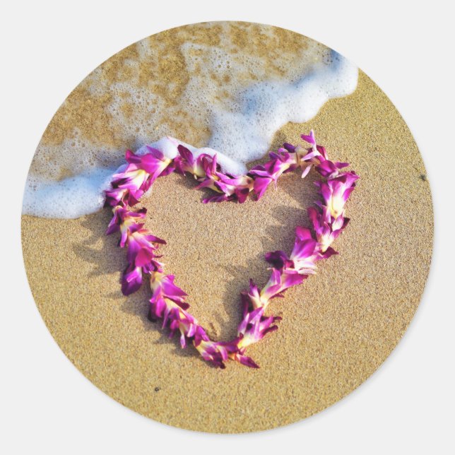 Lei Heart Runt Klistermärke (Framsida)