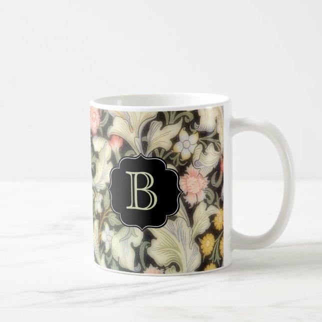 Leicester-Blommönster med Monogram Kaffemugg (Höger)