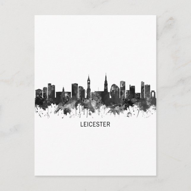 Leicester England Skyline BW Helg Vykort (Framsida)
