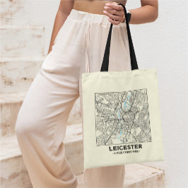 Leicester, Leicestershire City Map Tote Bag Tygkasse
