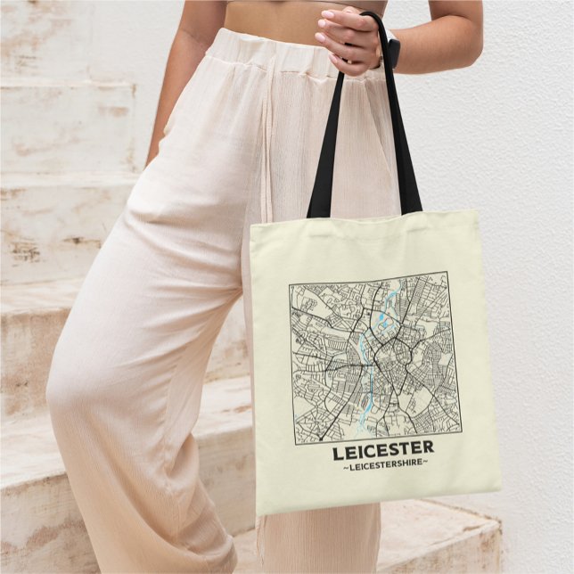 Leicester, Leicestershire City Map Tote Bag Tygkasse (Skapare uppladdad)