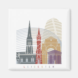 Leicester-skylin poster magnet