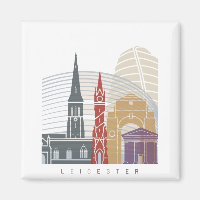 Leicester-skylin poster magnet (Framsidan)