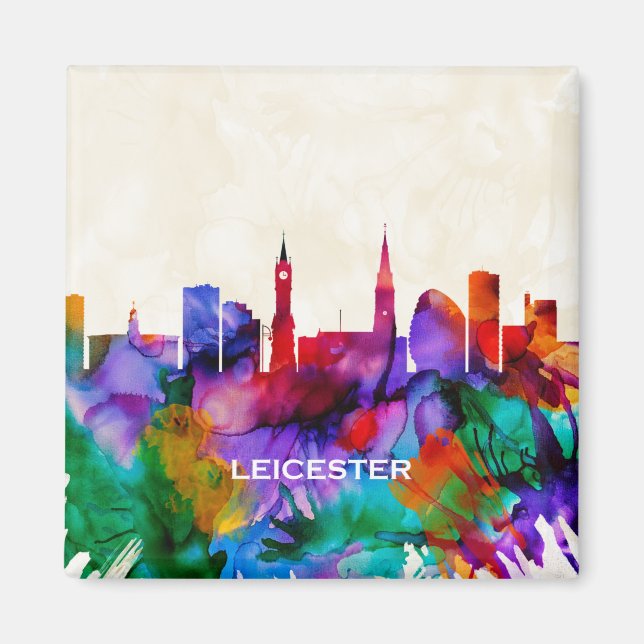 Leicester Skyline Magnet (Framsidan)