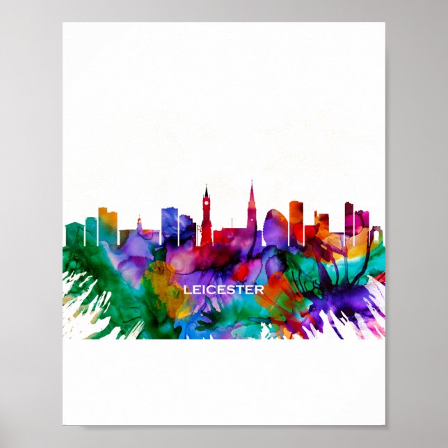 Leicester Skyline Poster (Framsidan)