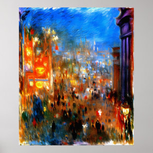 Leicester Square i Night, London Poster