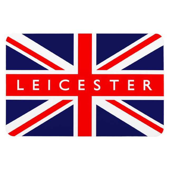 Leicester UK Flagga Magnet (Horisontell)