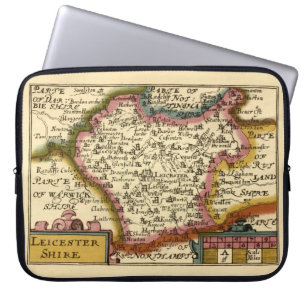 Leicestershire County England Old Antiquarian Kart Laptop Fodral