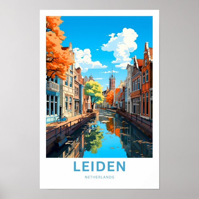 Leiden Netherlands Travel Print Poster (Framsidan)