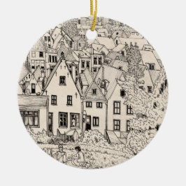 Leiden South Holland Nederländerna Pen Bläck Teckn Julgransprydnad Keramik