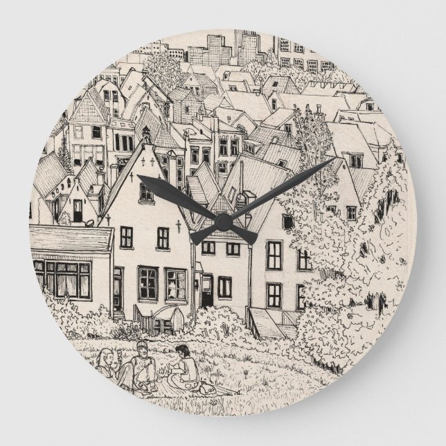 Leiden South Holland Nederländerna Pen Bläck Teckn Stor Klocka (Framsida)