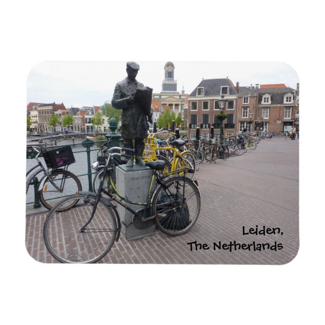 Leiden (Statue & Bikes) Magnet (Horisontell)