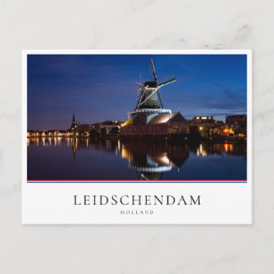Leidschendam kvarn med reflexion nattetid vykort