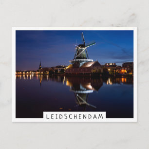 Leidschendam kvarn med reflexion nattetid vykort