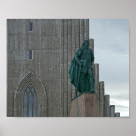 Leif Erikson, Hallgrimskirkja, Reykjavik, Islandet Poster